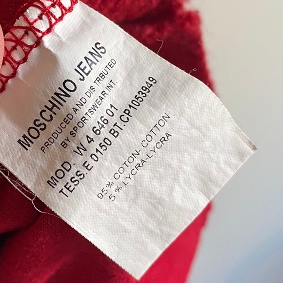 MOSCHINO Jeans Vintage 90s Red Lace Button-Up Pearl Blouse - Picture 4 of 5